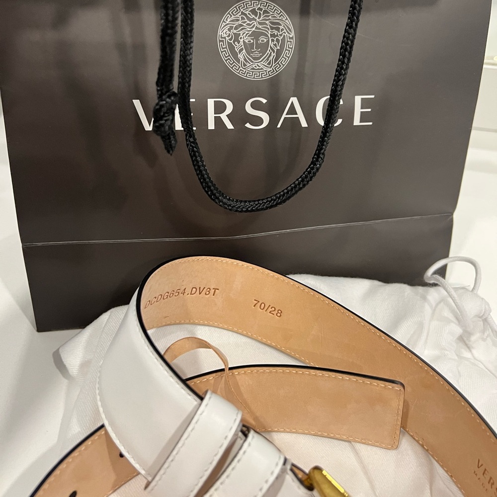 Versace white belt